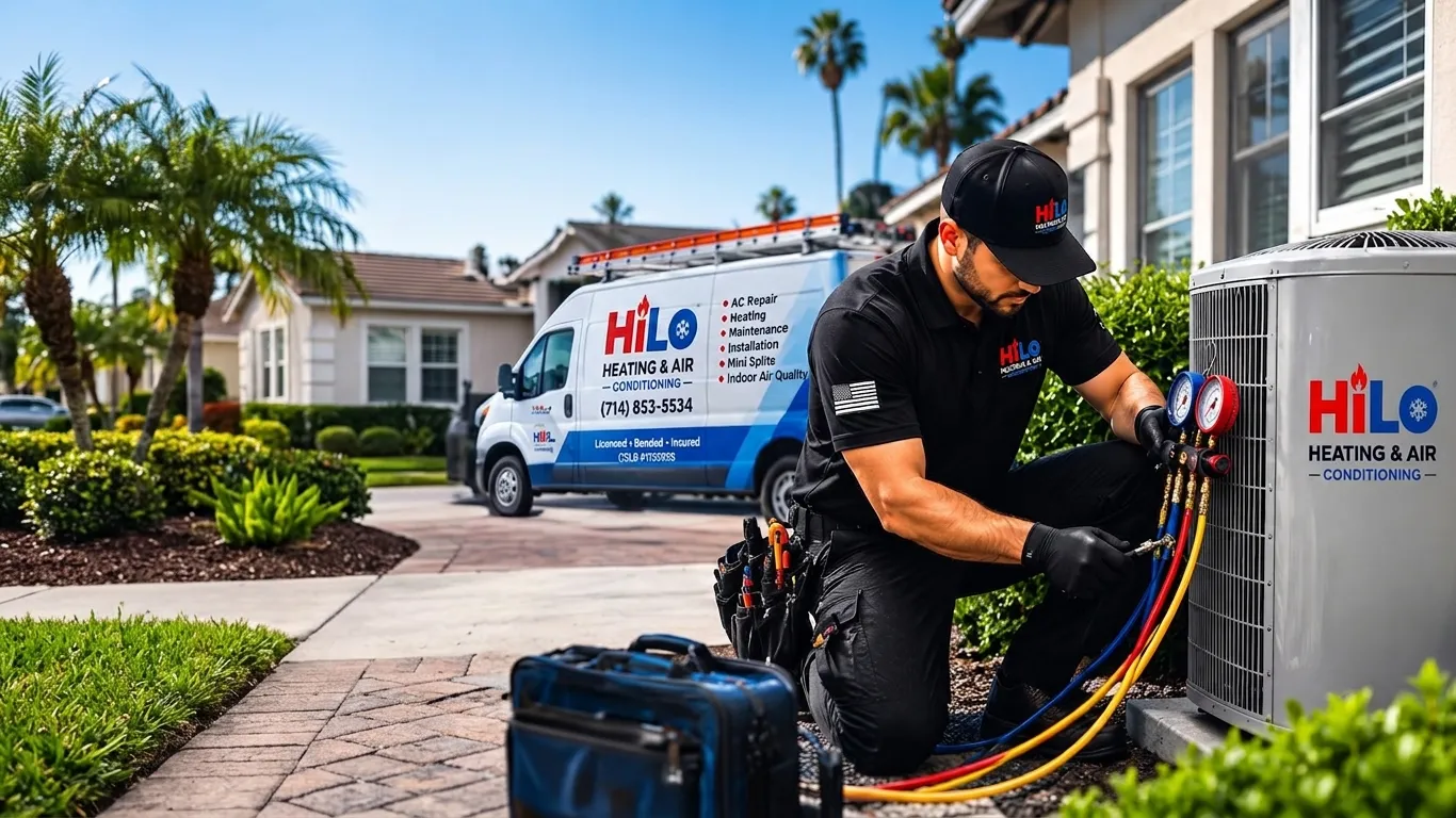 HiLo HVAC technician servicing equipment