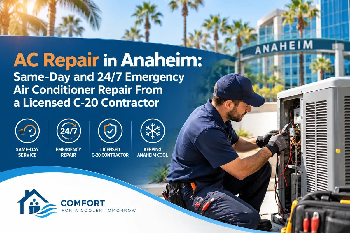 AC Repair in Anaheim: Same-Day & 24/7 Emergency Air Conditioner Repair From a Licensed C-20 Contractor